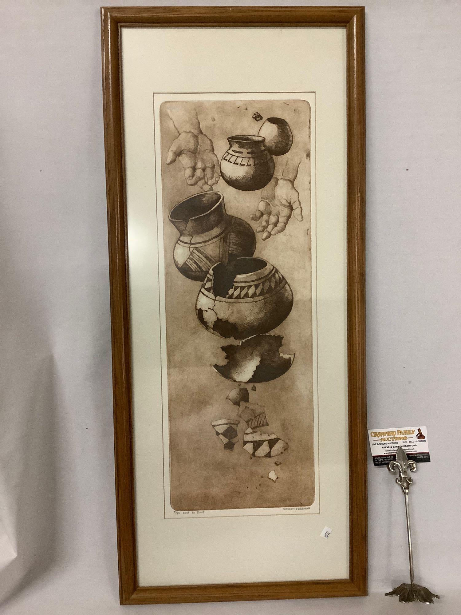 Framed signed/numbered print - Dust To Dust by Robert: Framed signed/numbered print - Dust To Dust by Robert Freeman, #ed 5/80, approx 14 x 32 inches.