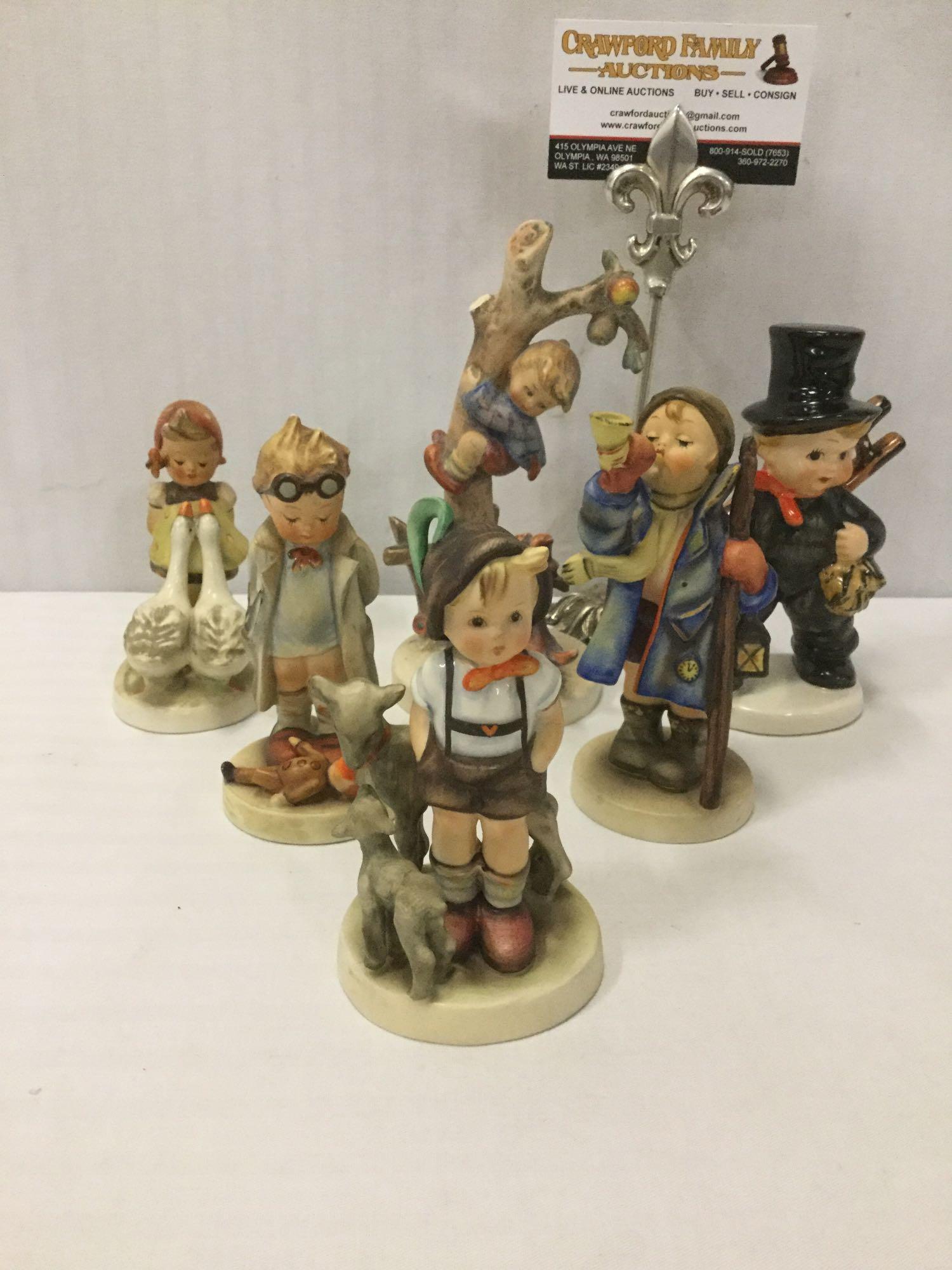 6 Goebel M.J.Hummel figurines, 2 show damage. Mark 3 to (1 of 8)