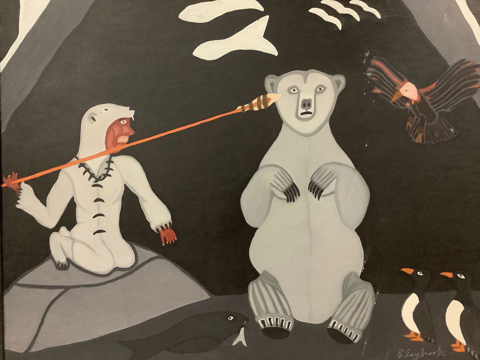 Large framed original canvas painting of Alaskan hunter (1 of 7)