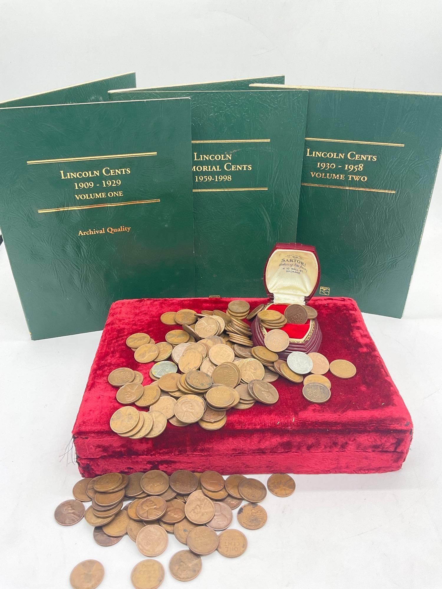 Lincoln Wheat penny's 2 x Incomplete Littleton folders + Large Unresearched bag & 1959-1998 folder (1 of 1)