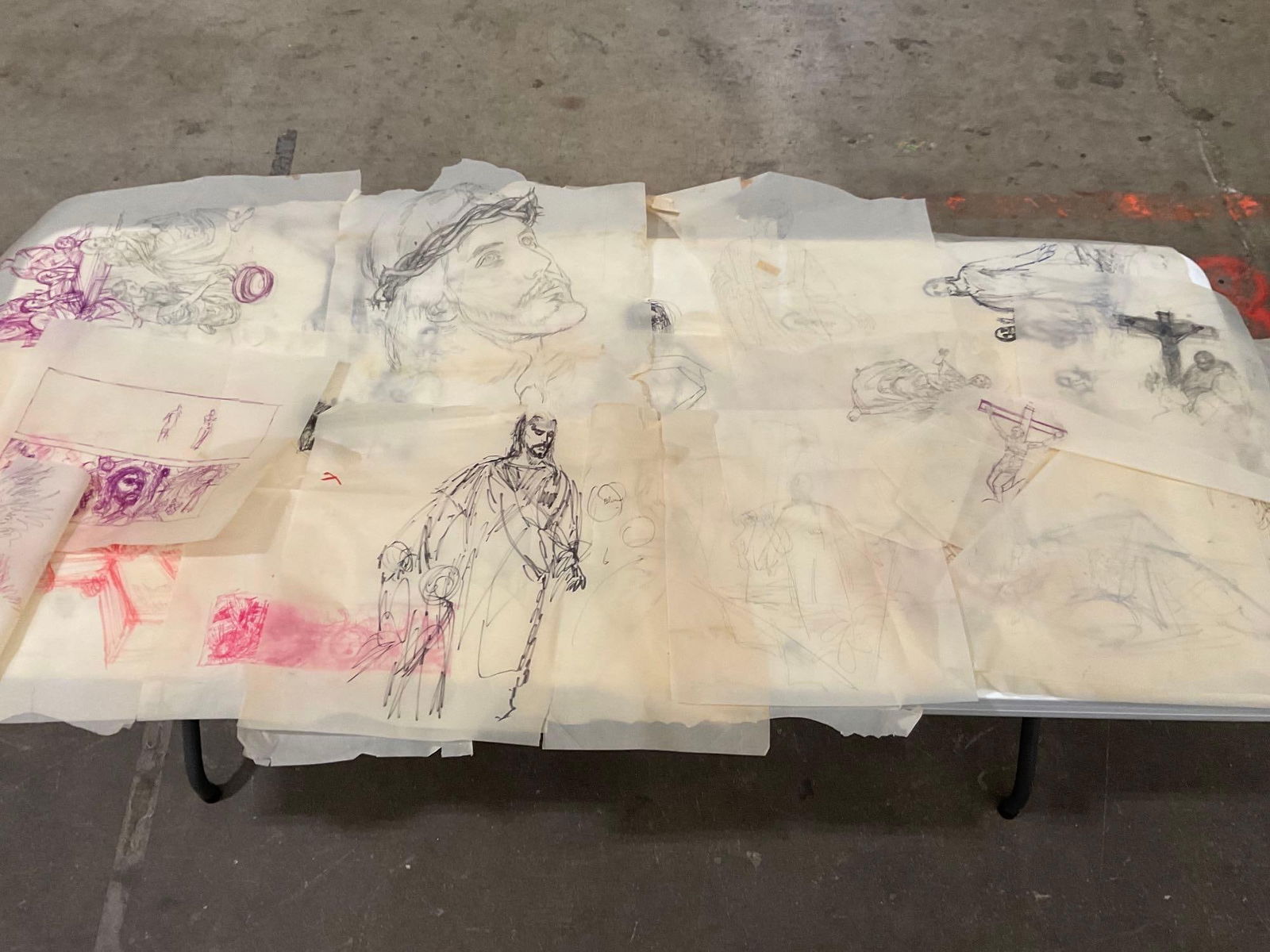 Large collection of acclaimed Oregon artist Lorenzo Ghiglieri sketches and schematics for bronzes. (1 of 1)