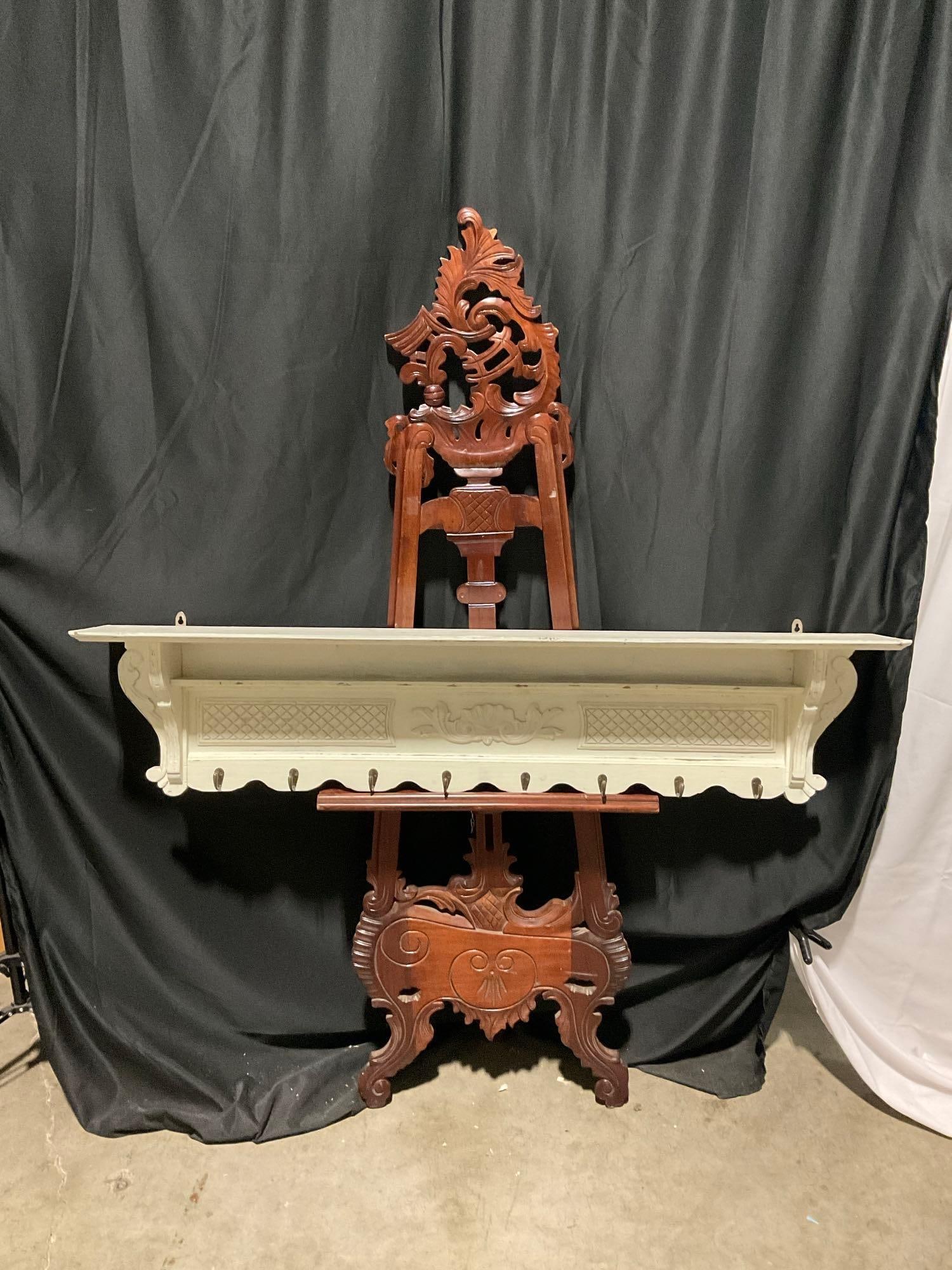 Vintage Painted Wood Hanging Wall Shelf. 53" x 12". See pics. (1 of 1)