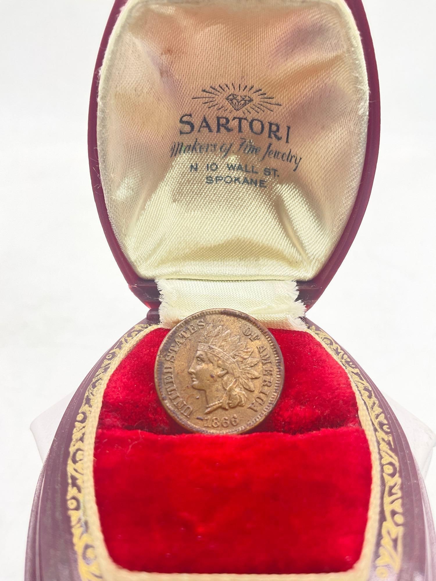 Very Rare 1866/6 Indian head penny mint error w/ small metal horizontal slag in front of date (1 of 1)