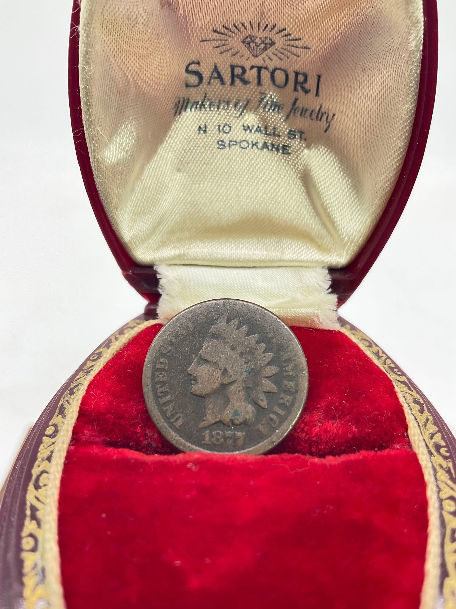 Very Rare Key Date 1877 Indian Head penny very low mintage coin (1 of 1)