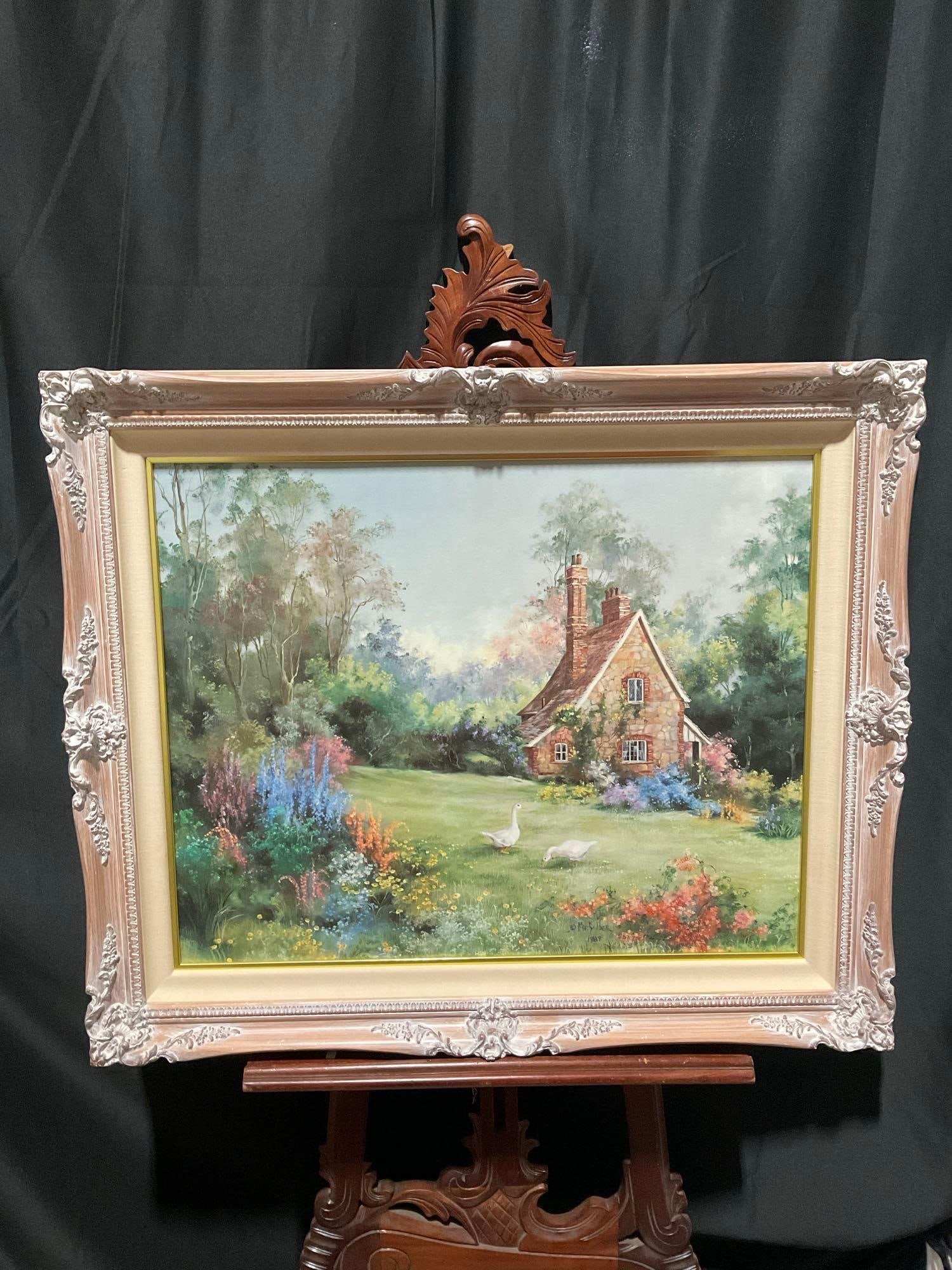 Vintage Framed Oil Painting of Pastoral Cottage Signed by Artist Marty Bell Ltd Ed. 637/900 See (1 of 1)