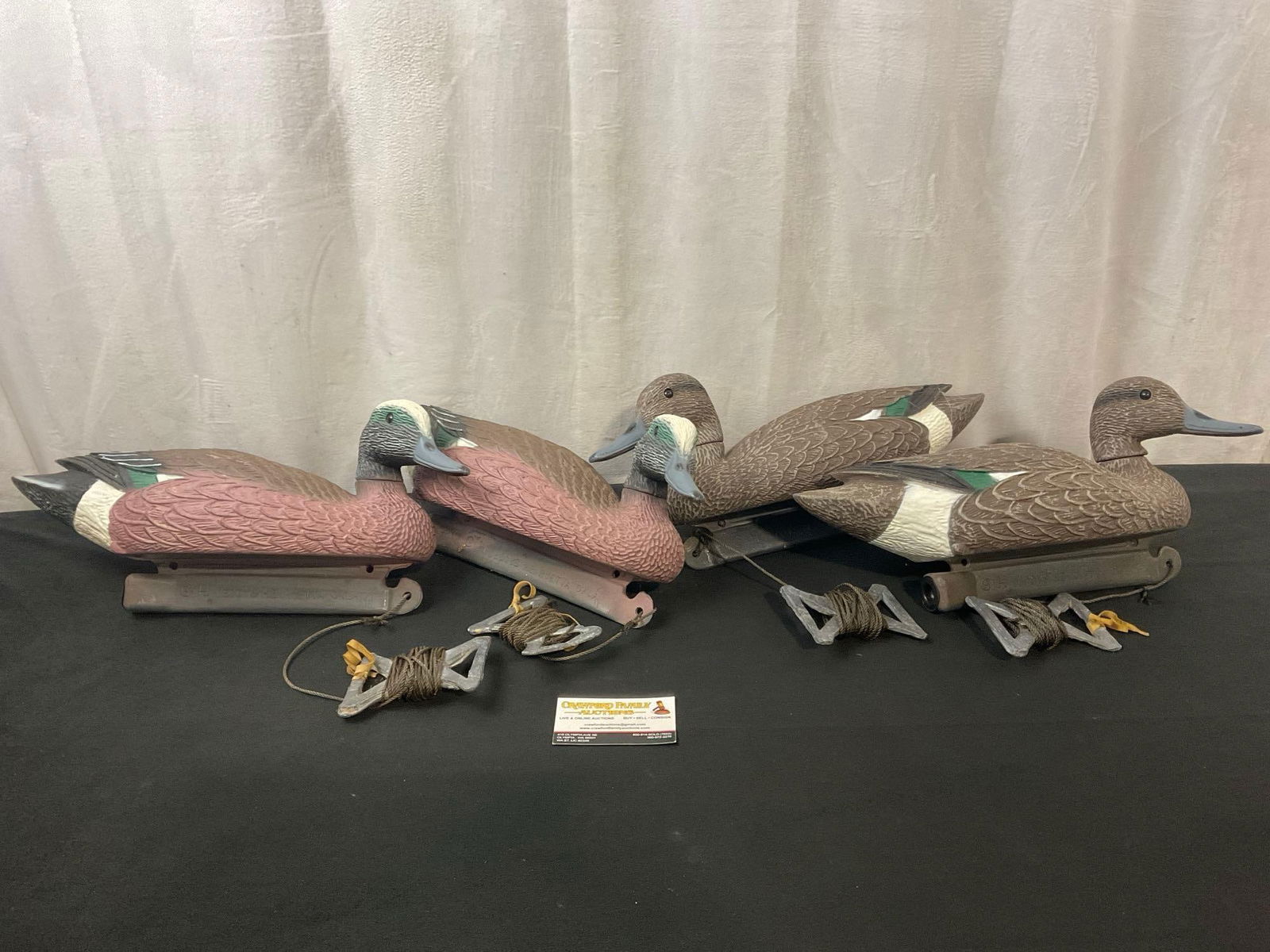 Four Duck Decoys, From G&H Decoys Henryetta Oklahoma, Two Mallards, two with red breasts (1 of 4)