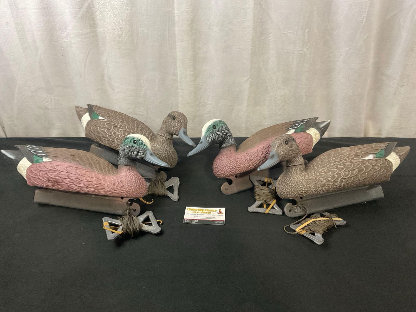 Four Duck Decoys, From G&H Decoys Henryetta Oklahoma, Two Mallards, two with red breasts (1 of 4)