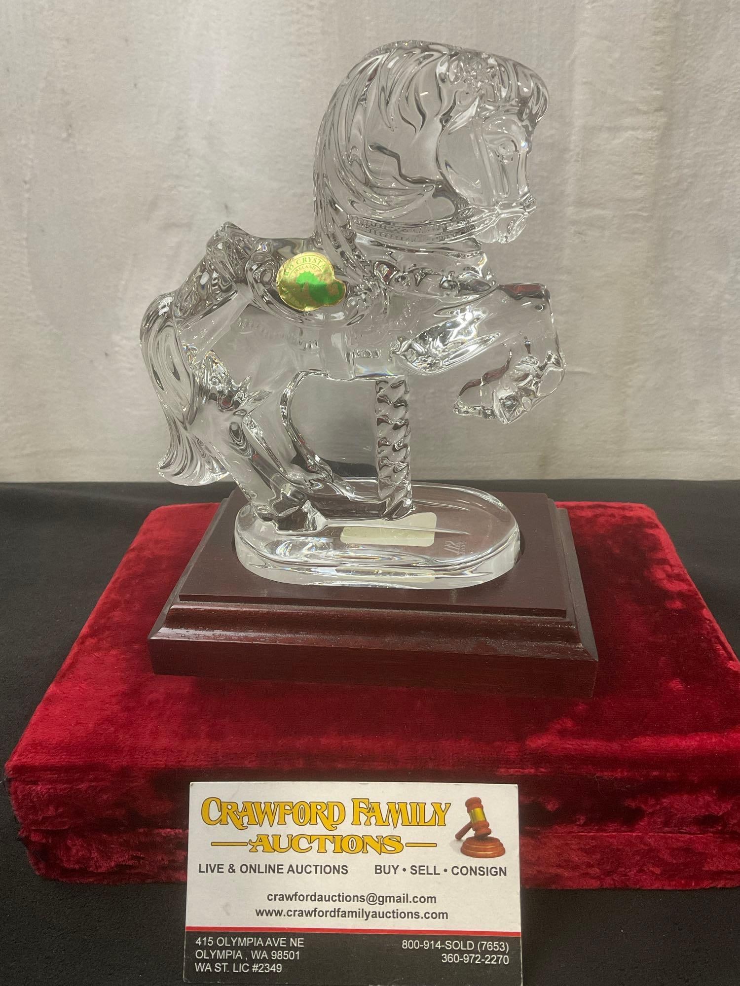 1997 Fine Crystal Carousel Horse w/ Stand by Waterford (1 of 6)