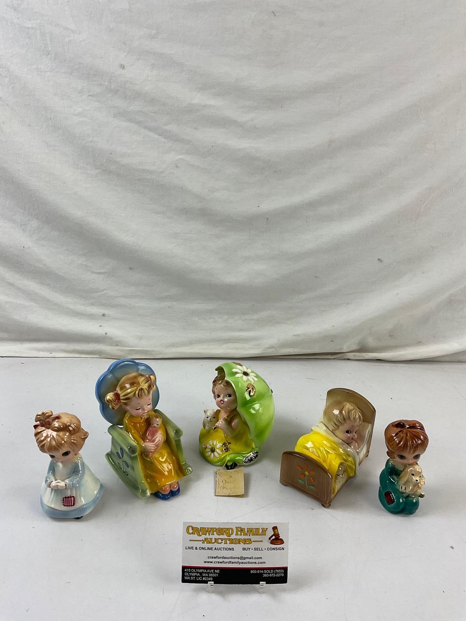 5 pcs Vintage Josef Originals Ceramic Children Figurine Assortment. 2x Ltd. Ed. 996/2880. See pics. (1 of 6)