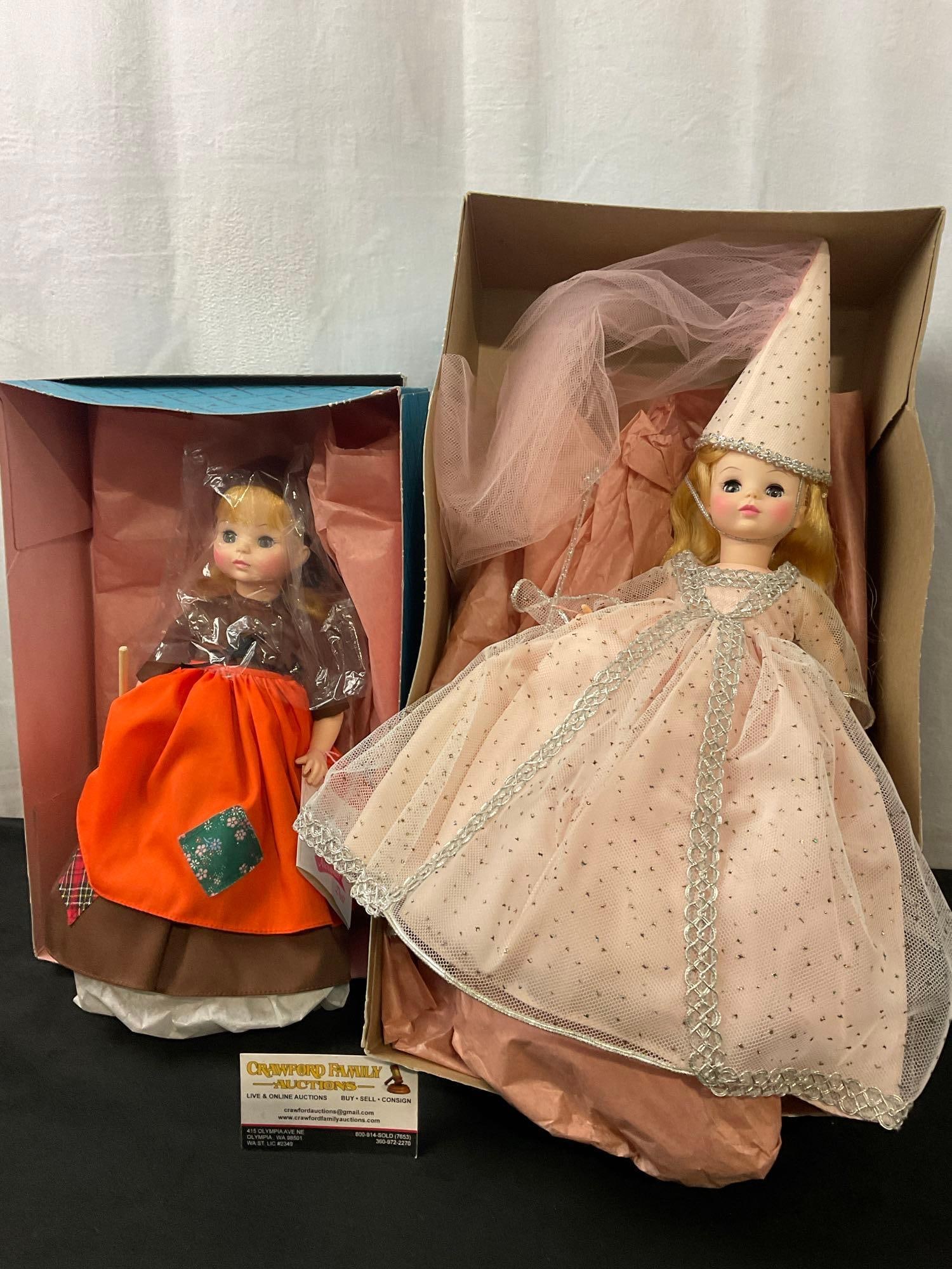 Pair of Vintage Madame Alexander Dolls, Poor Cinderella #1540 & Fairy Godmother #1550: Appears to be in good shape. The pieces are still in their original packaging. The Fairy Godmother measures about 16 inches tall. See pics. E-2617