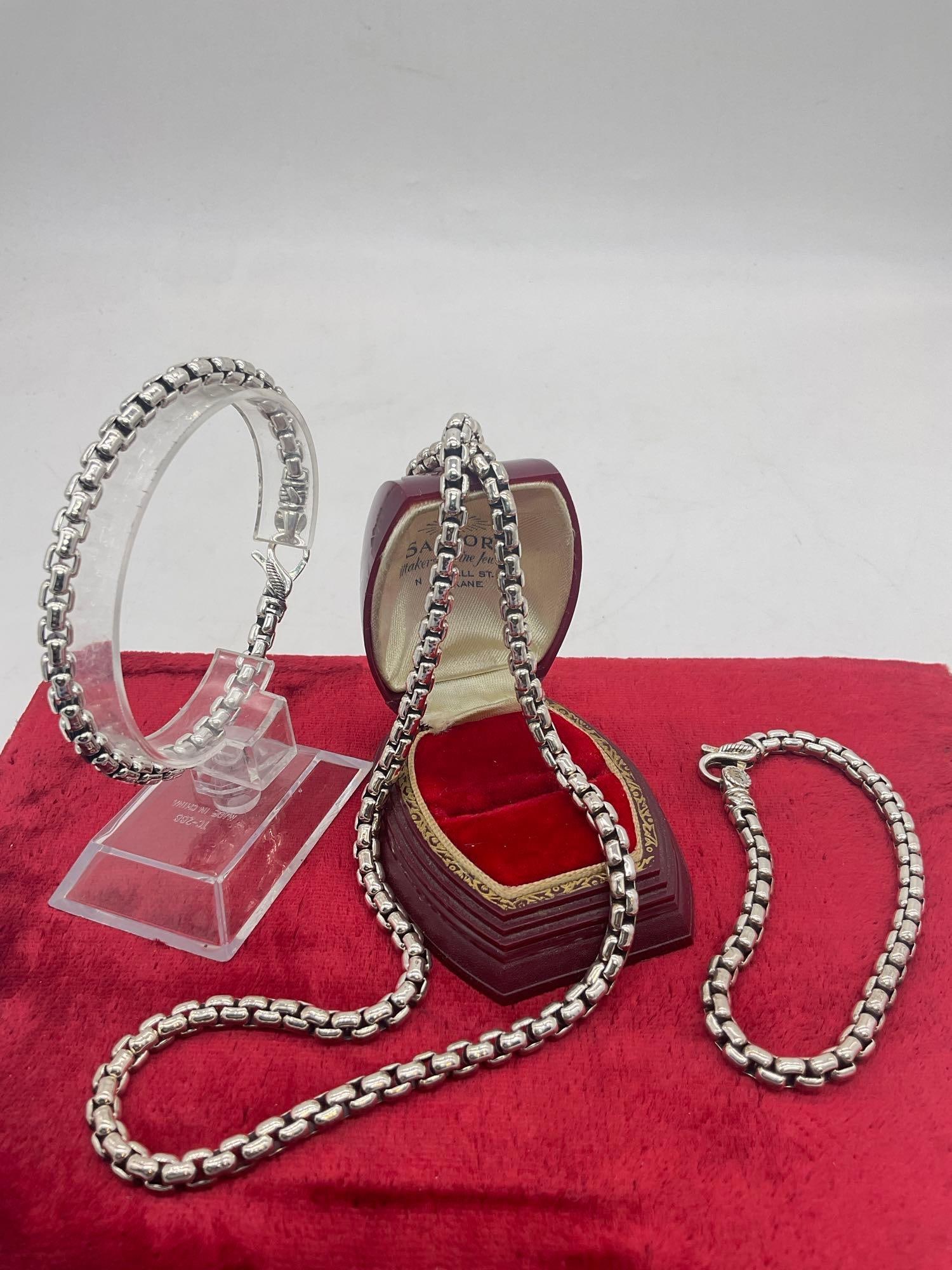 114 gram 3pc sterling silver neckalce and 2x bracelet set by Jai, classic link design (1 of 5)