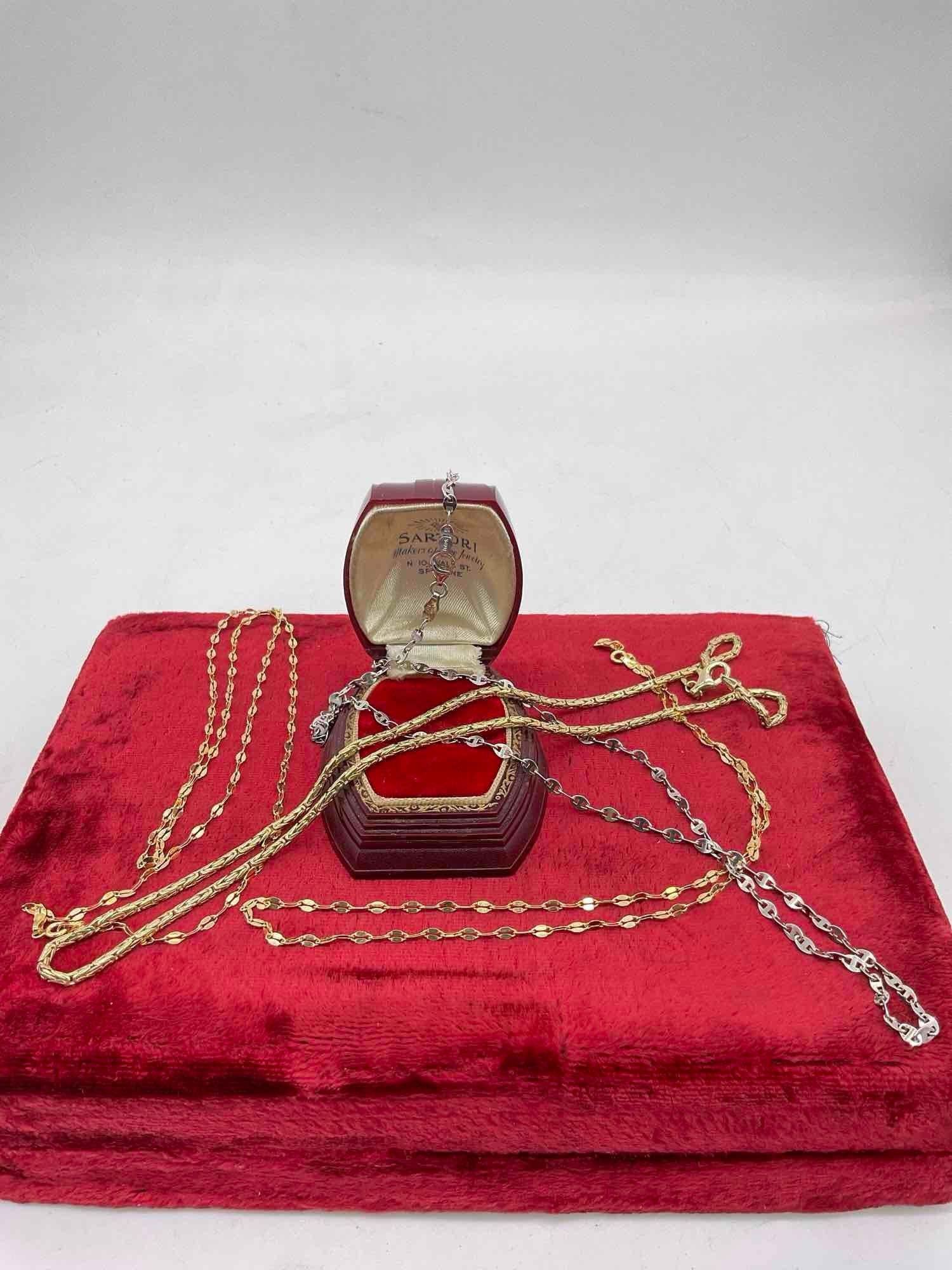 4x sterling silver necklace's / chains incl. long vermeil sterling chain, and 3 matching chains (1 of 5)