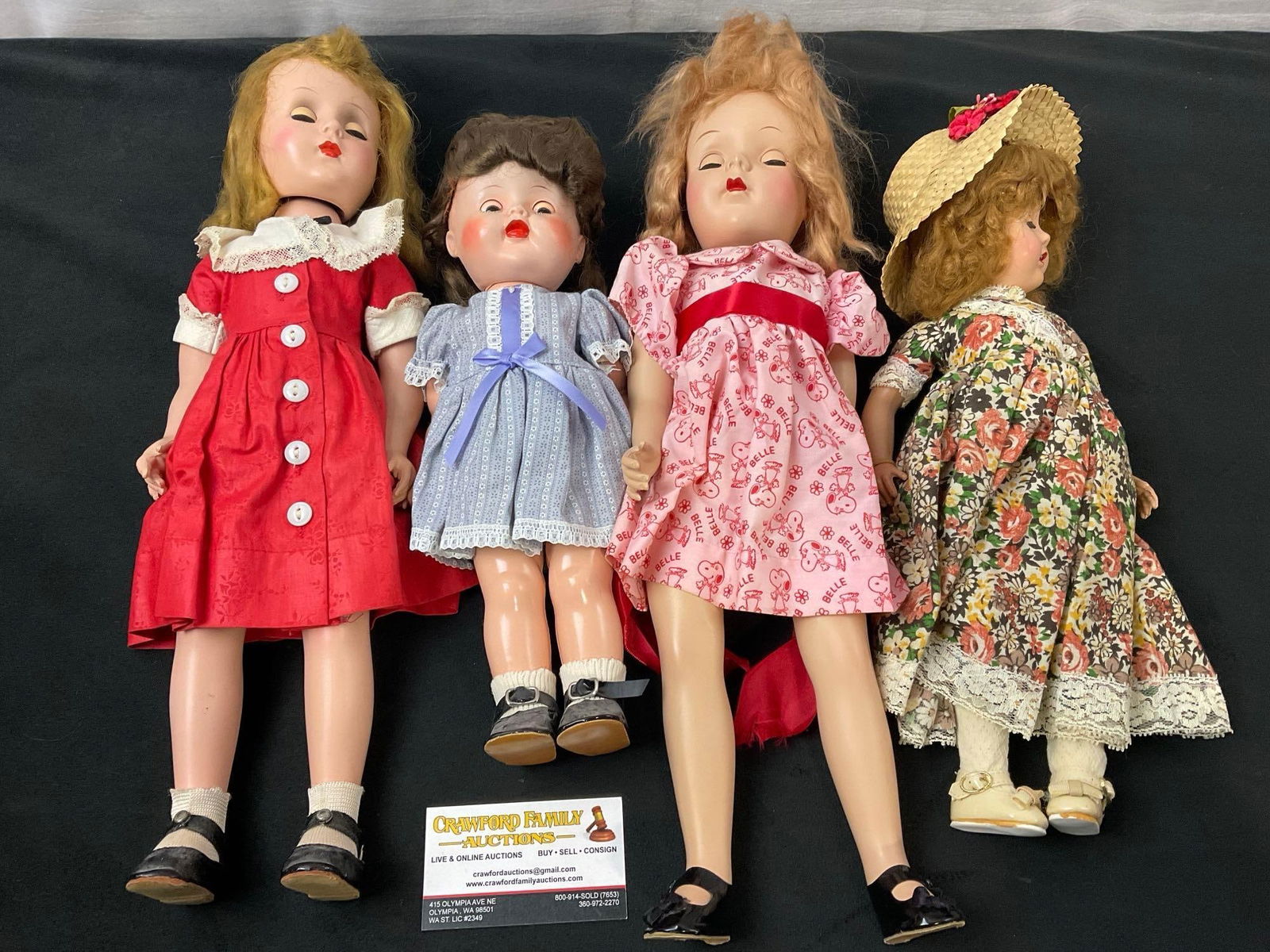 Set of 4 vintage dolls, Snoopy Belle Doll, Floral Print, and 2 more unmarked (1 of 3)