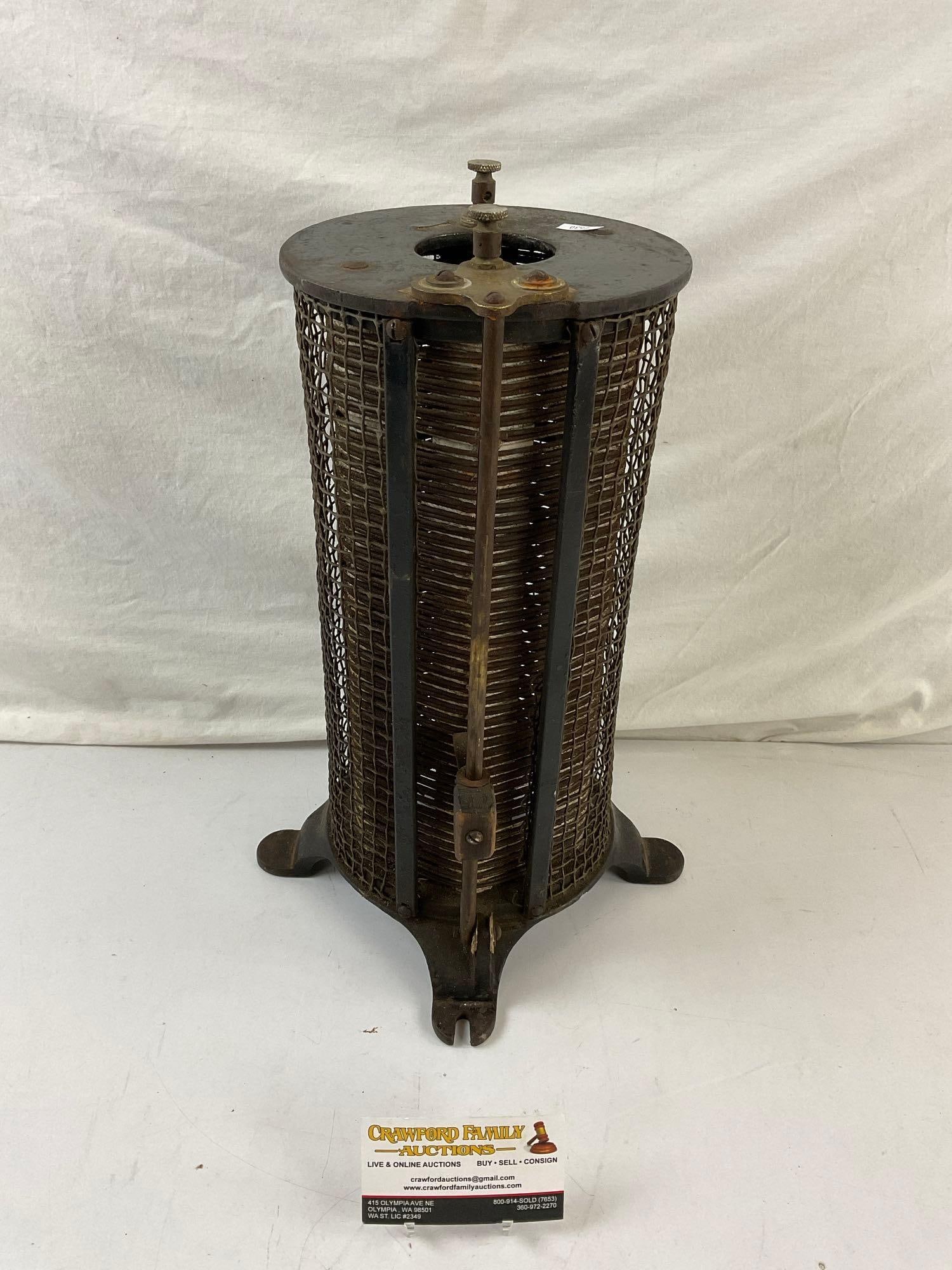 Antique Small Cast Iron & Brass Oil Space Heater? See pics. (1 of 4)
