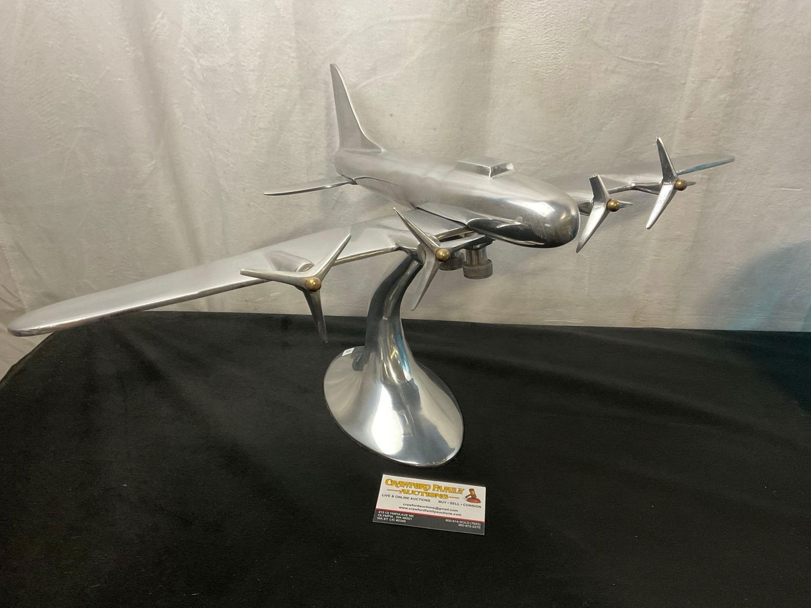 Vintage Art Deco Travel Agency Airplane Model, Bare Metal (1 of 6)
