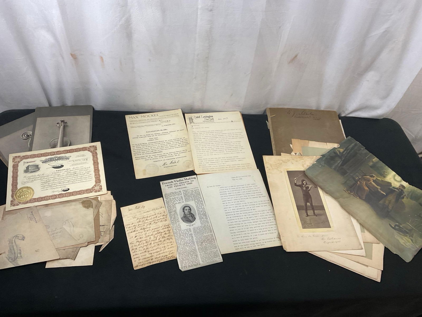 Violin & more vintage ephemera incl. 4 vintage letters, 1930s German & 1831 (1 of 13)