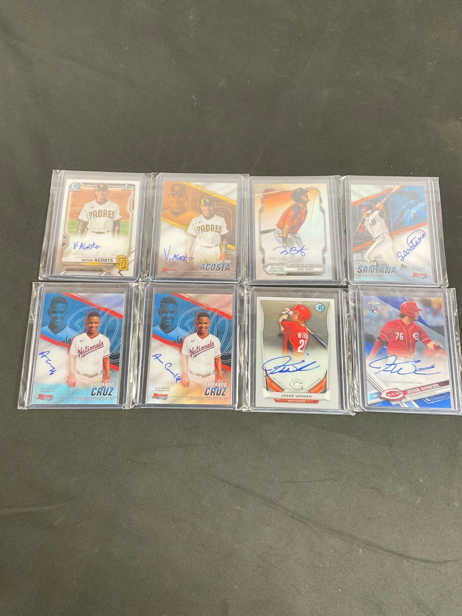 Collection of 8 Topps Certified Signed Autograph Issue Bowman Chrome & Sterling Cards (1 of 7)