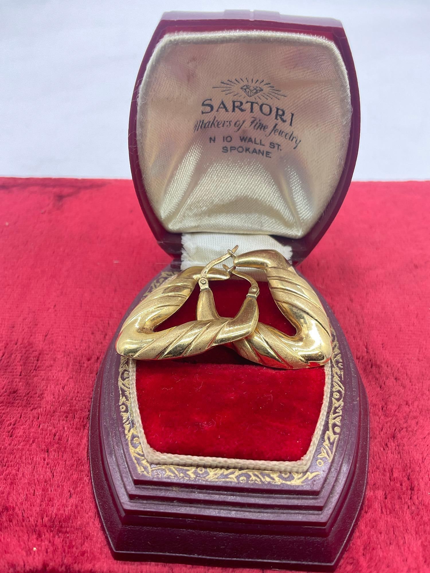 18k art deco inspired dangle earring pair - 4.2 grams (1 of 2)