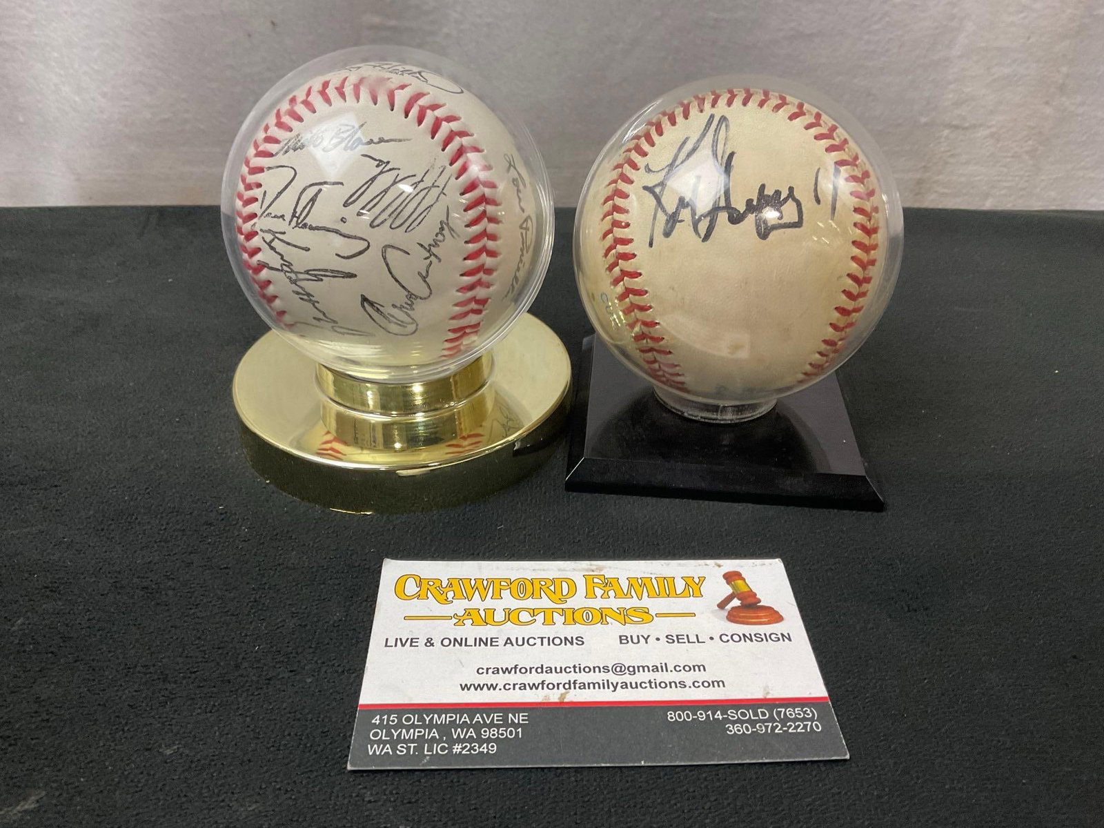 Pair of Signed Baseballs in plastic holders, Seattle Mariners 1990s & (1 of 8)