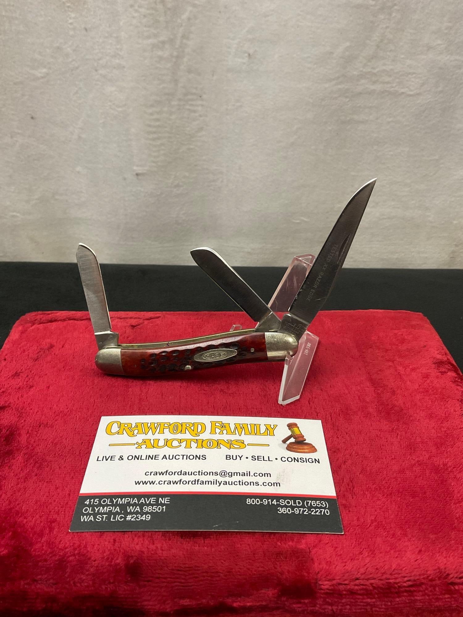 Vintage Rare Case XX Stainless USA 1965-69 Bone 6318 HP SSP Polished Stainless Stockman Knife: Appears to be in good shape. The longer cutting blade measures approx 2.25 inches long. See pics. E-2504 These Case knives all come from the same collection.