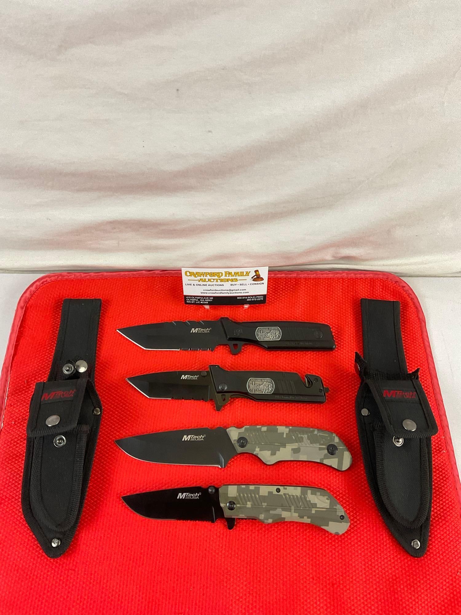 2 pcs MTech USA 440 Stainless Steel 2-Knife Sets w/ Canvas Sheath. MT-566 & M9-654900. NIB. See (1 of 8)