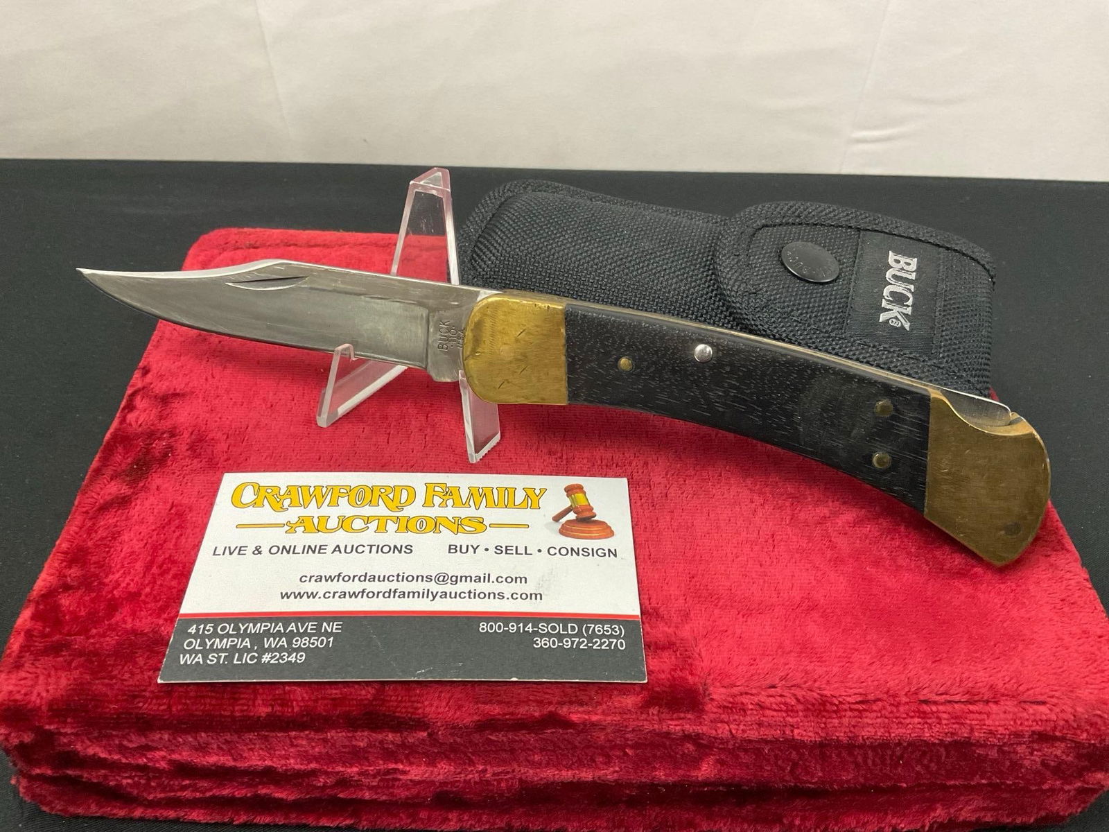 Vintage Classic Buck 110 Hunter Knife, Brass Bolsters and Wooden Handle (1 of 3)