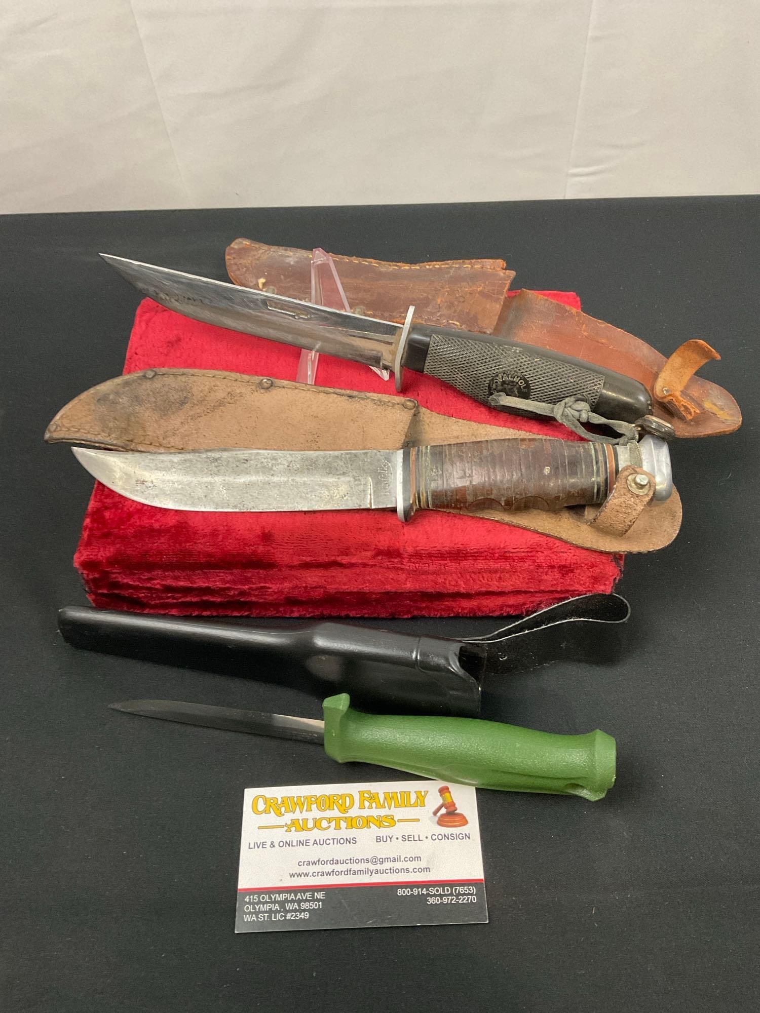 Trio of Fixed Blade Knives, K.J. Eriksson, Cattaraugus, Kinfolks #368 (1 of 7)