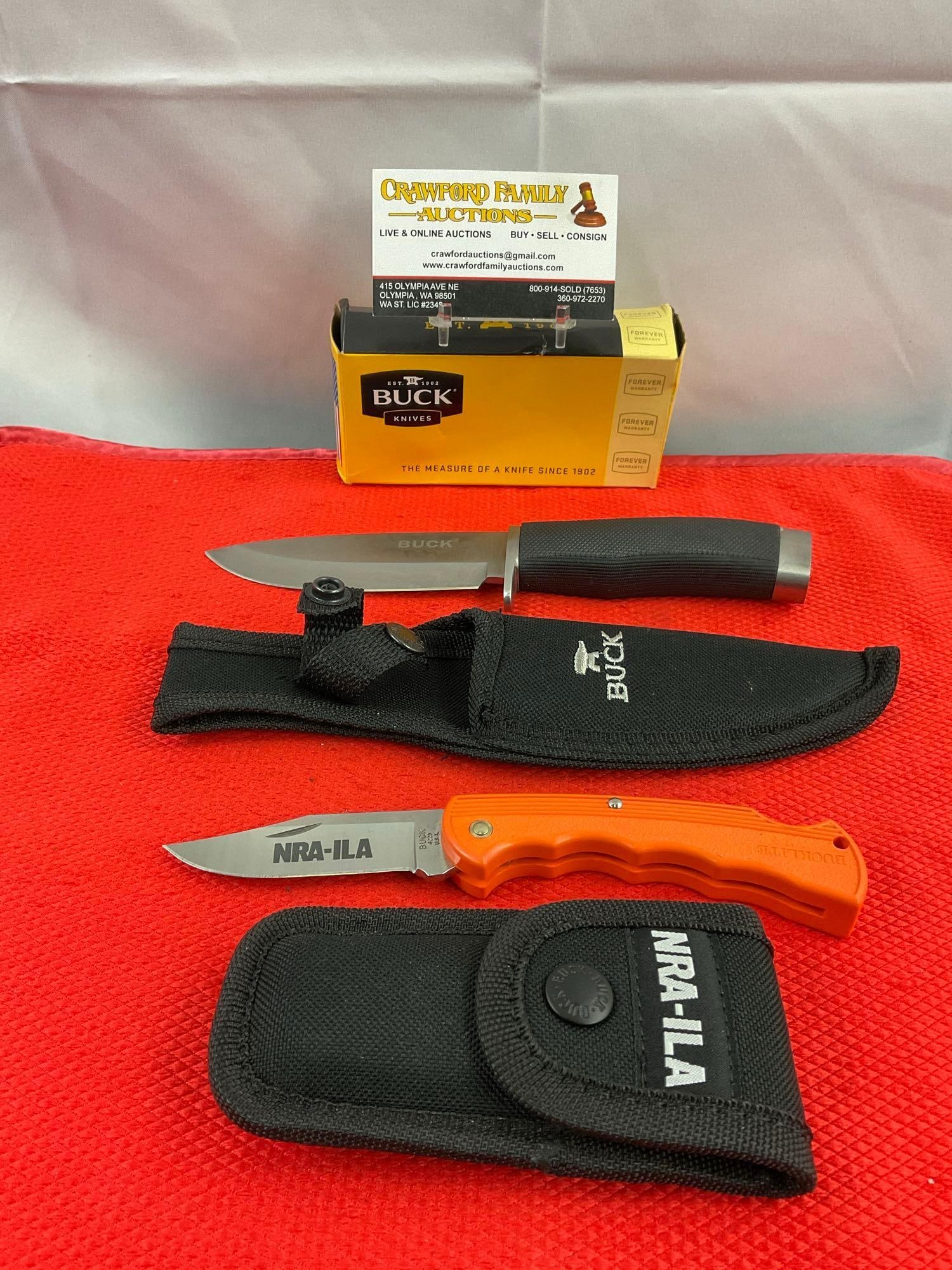 2 pcs Modern Buck Steel Knife Assortment, 1 Model 04220RSNRA-B & 1 Unnumbered. NIB. See pics. (1 of 12)