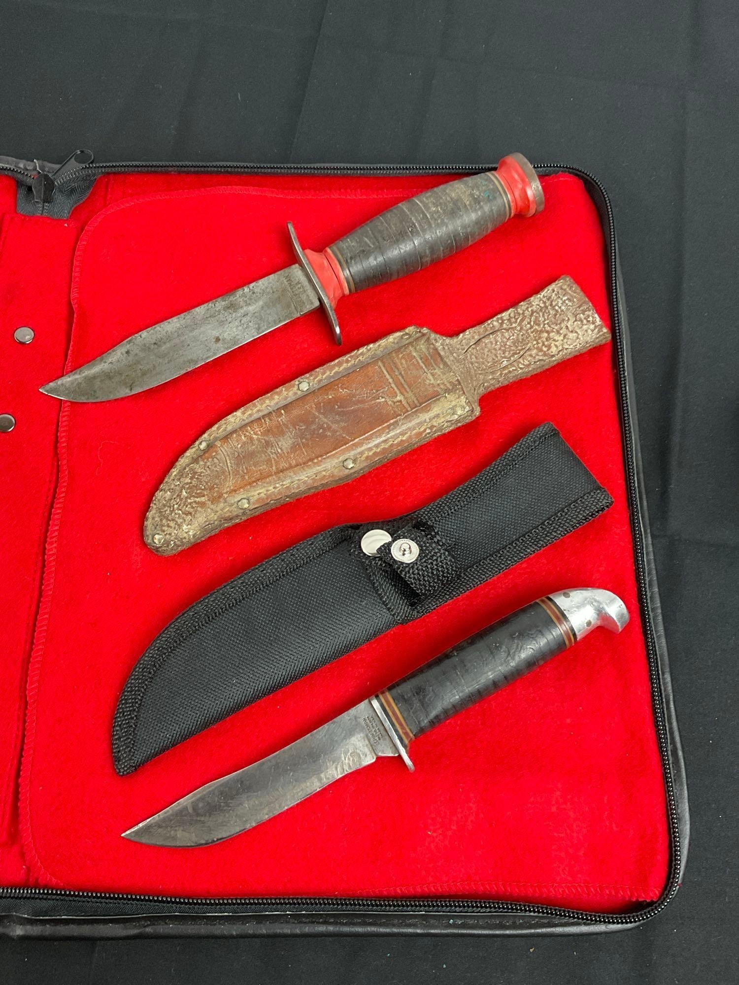 2x Fixed Blade Craftsman Knives w/ Sheathes - Blades are 4" & 5" long - See pics (1 of 5)