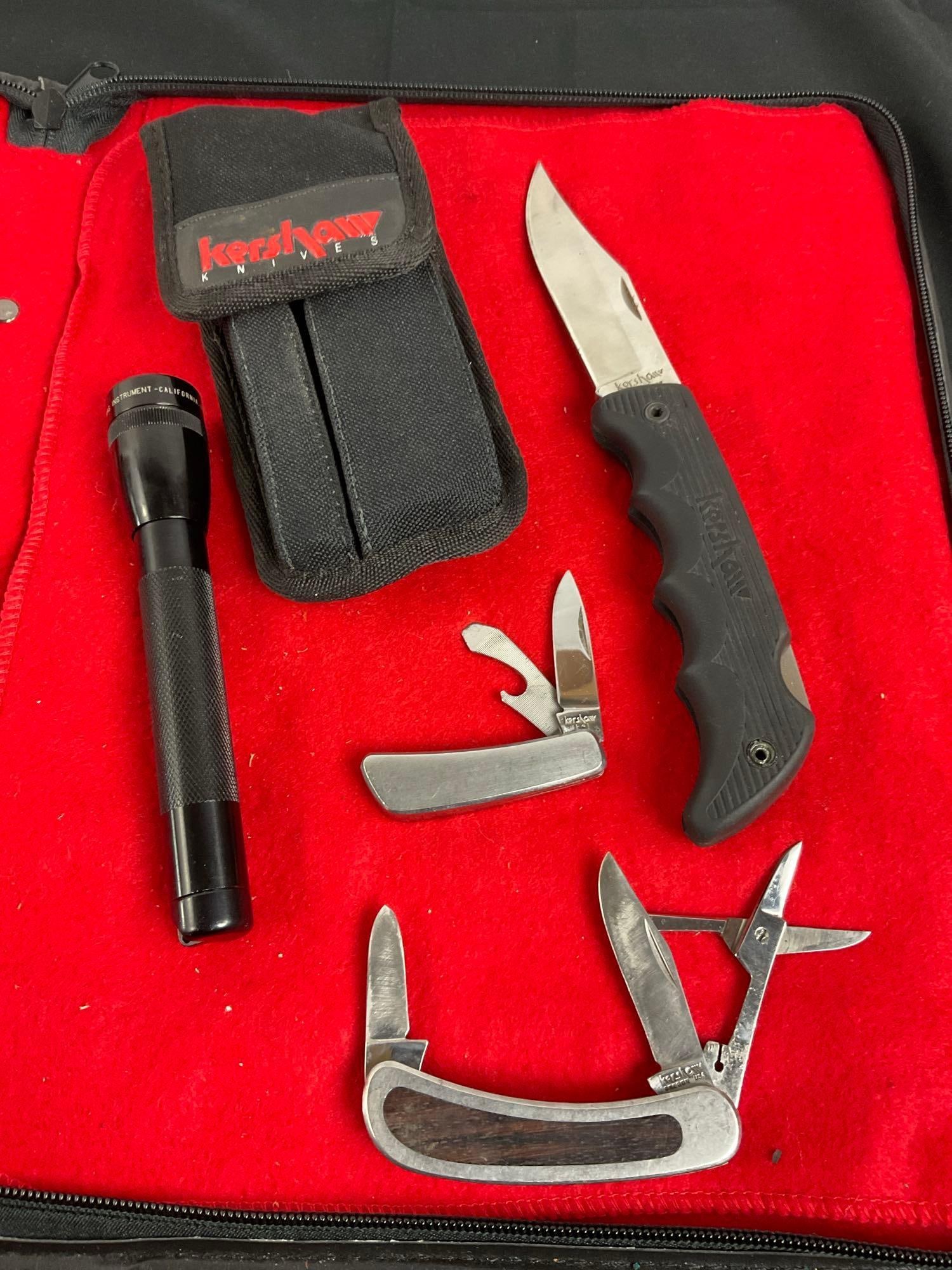 3x Kershaw Knives & Mag Lite - All Folding Knives, 2 Are Multi-bladed - See pics (1 of 6)