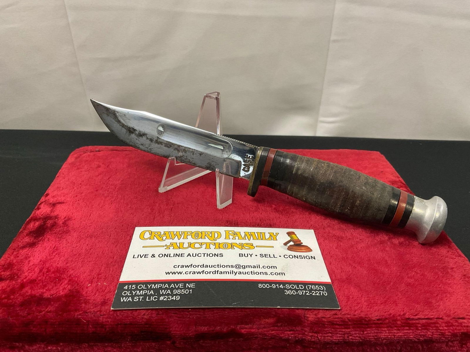 Rare Vintage Case Fixed Blade Knife, banded leather handle (1 of 3)