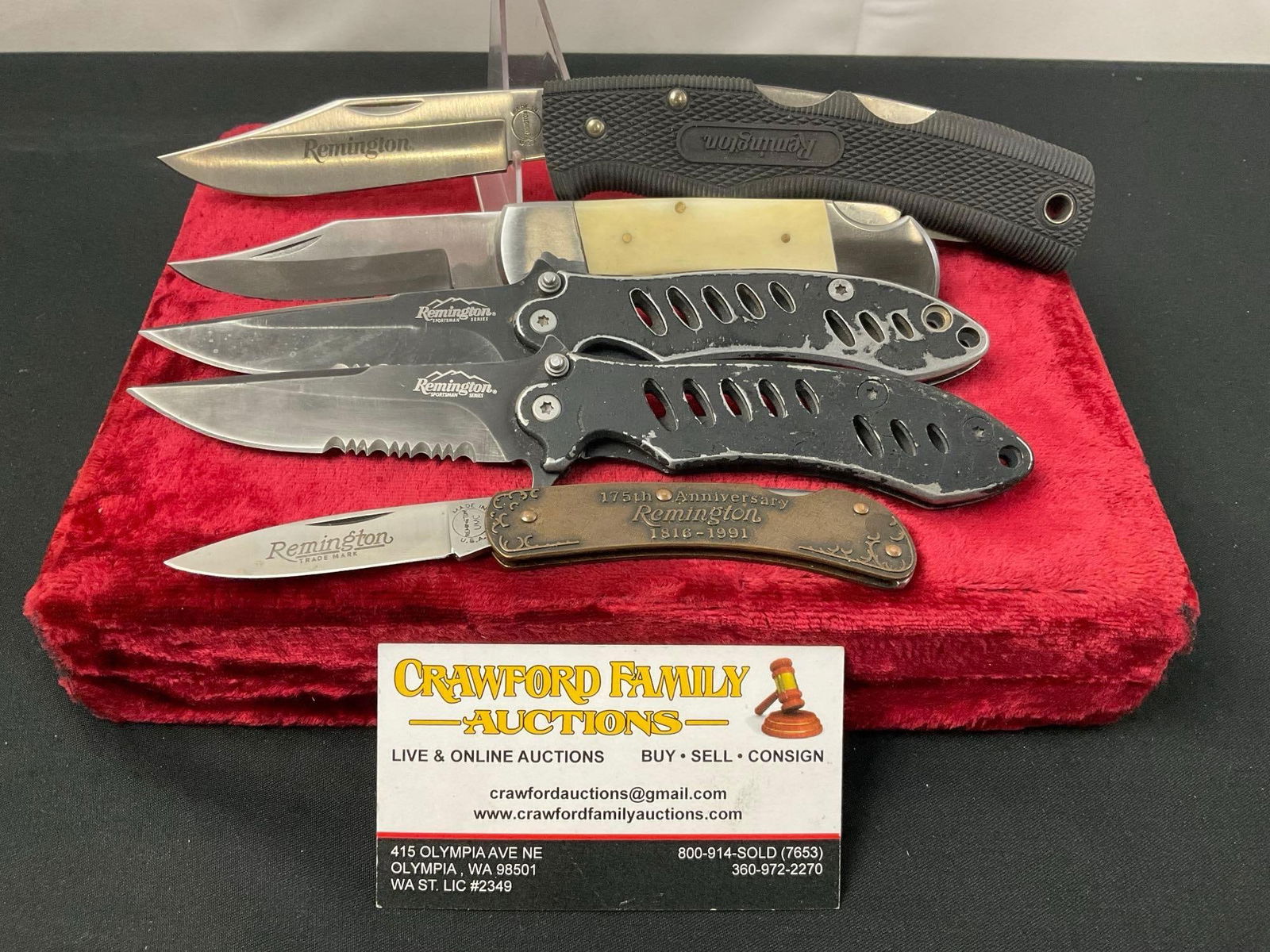 5 Folding Pocket Knives, 4x Remington Knives, R-5 150 anniversary, 2x Sportsman R20003, Grizzly (1 of 4)
