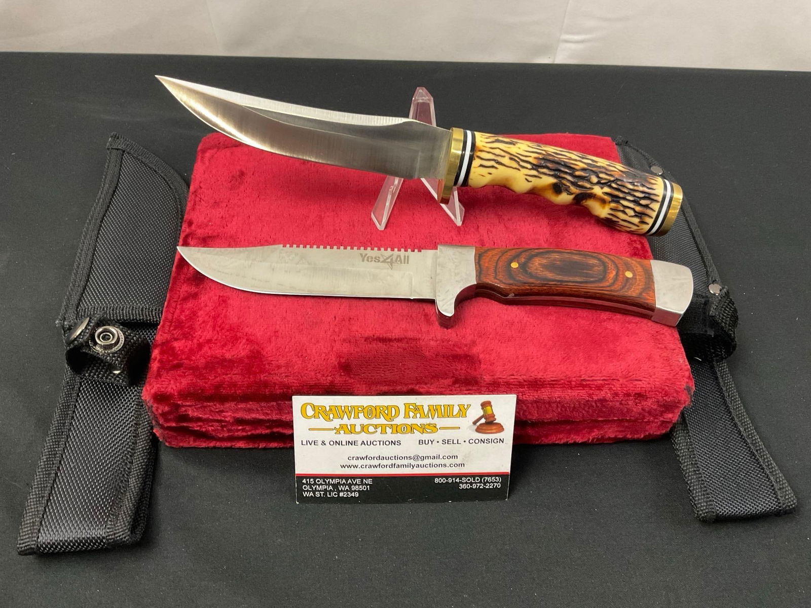 Pair of Fixed Blade Hunting Knives, Wichita Skinner & Yes4All Knife, both w/ Nylon sheaths (1 of 3)