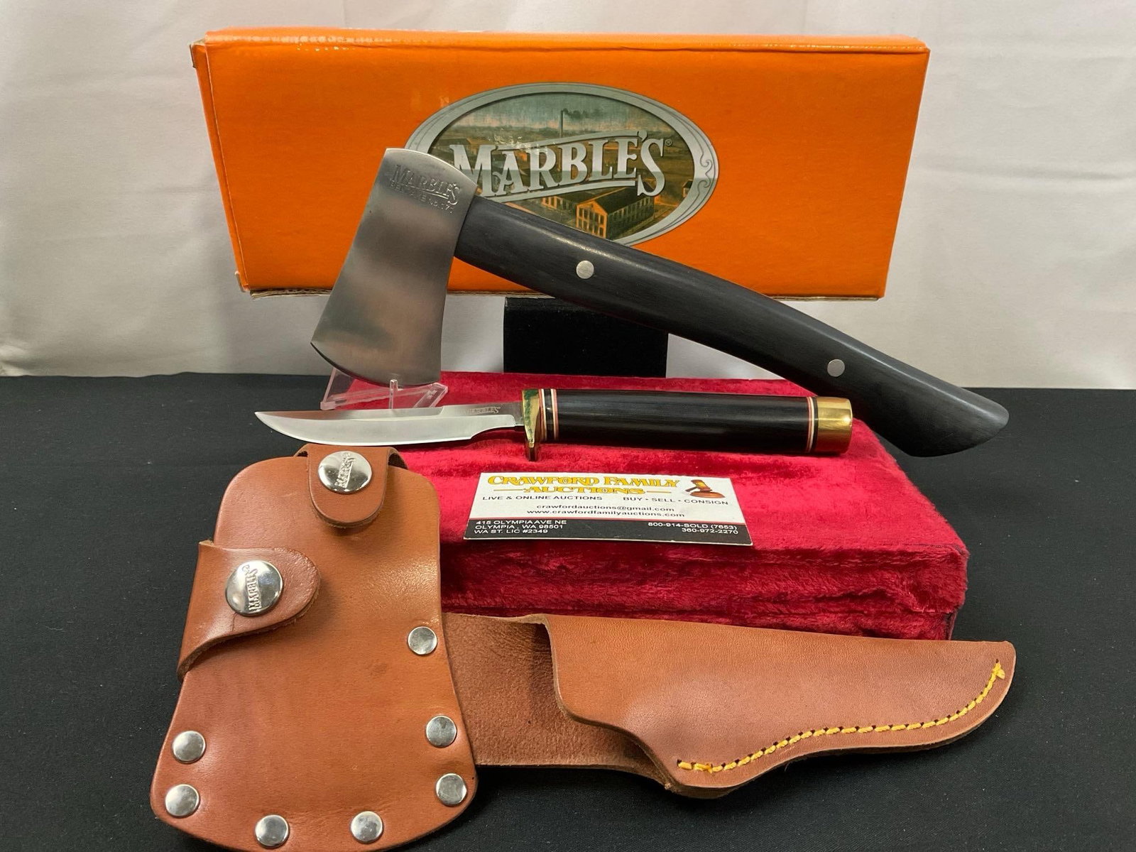 NIB Marbles Belt Axe & Knife no. 171 Set, Leather Sheath (1 of 3)