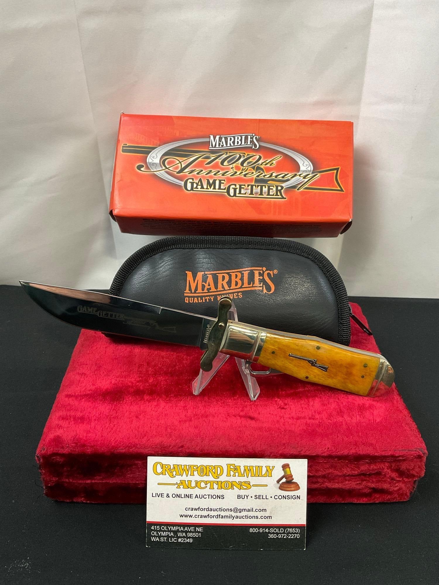 Marble MR217 Folding Knife 100th Anniversary Game Getter, NIB original case & box (1 of 6)