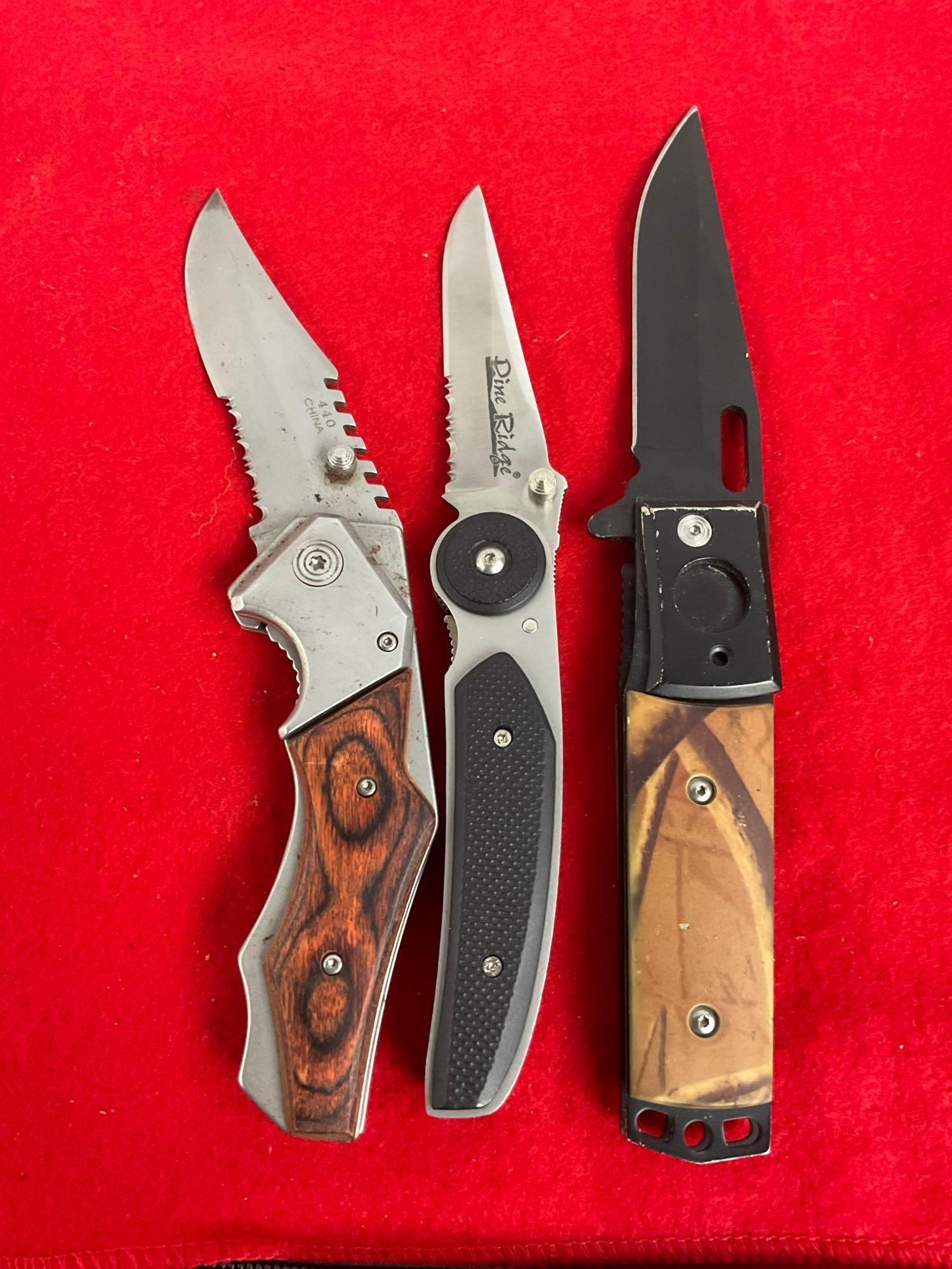 3x Tactical Hunting Folding Blade Pocket Knives - See pics (1 of 7)