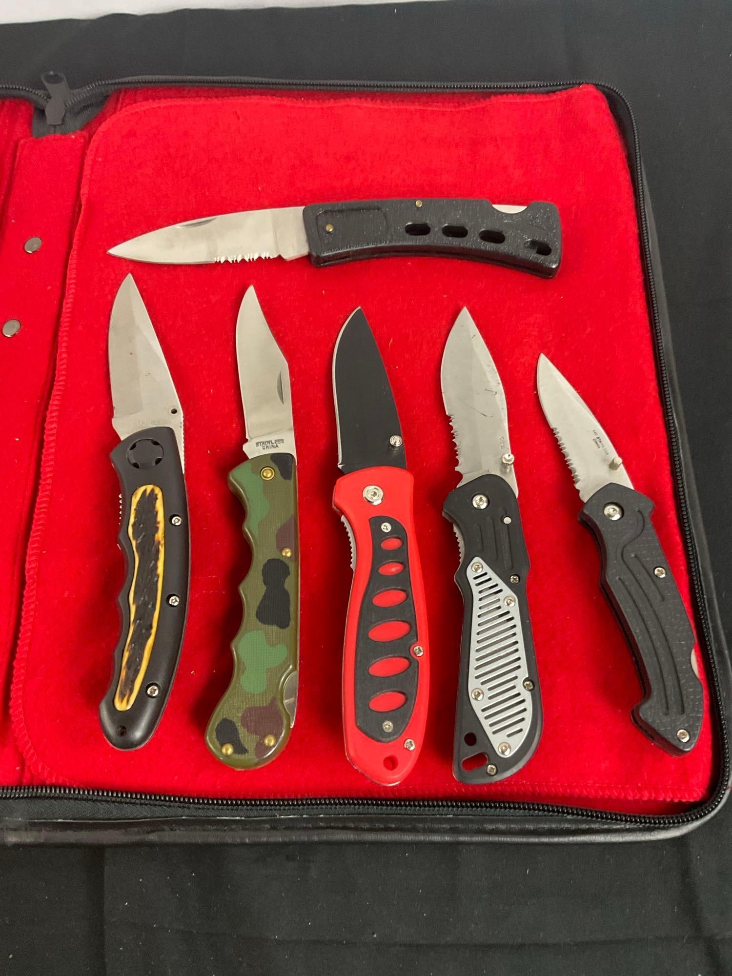 Collection of 6 Stainless Steel Folding Pocket Knives - See pics (1 of 6)