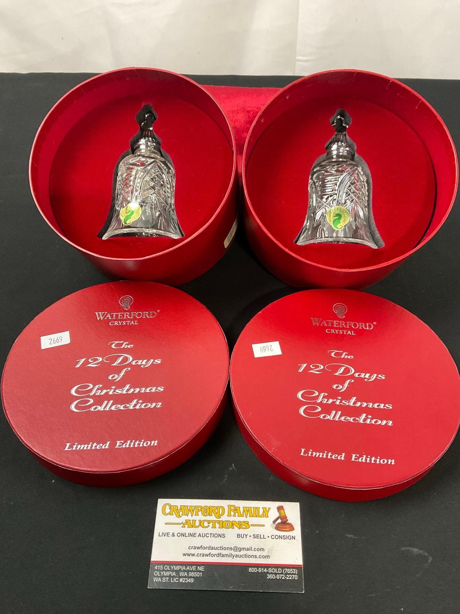 Pair of Waterford Crystal Bells, The 12 Days of Christmas Collection, Limited Edition (1 of 7)
