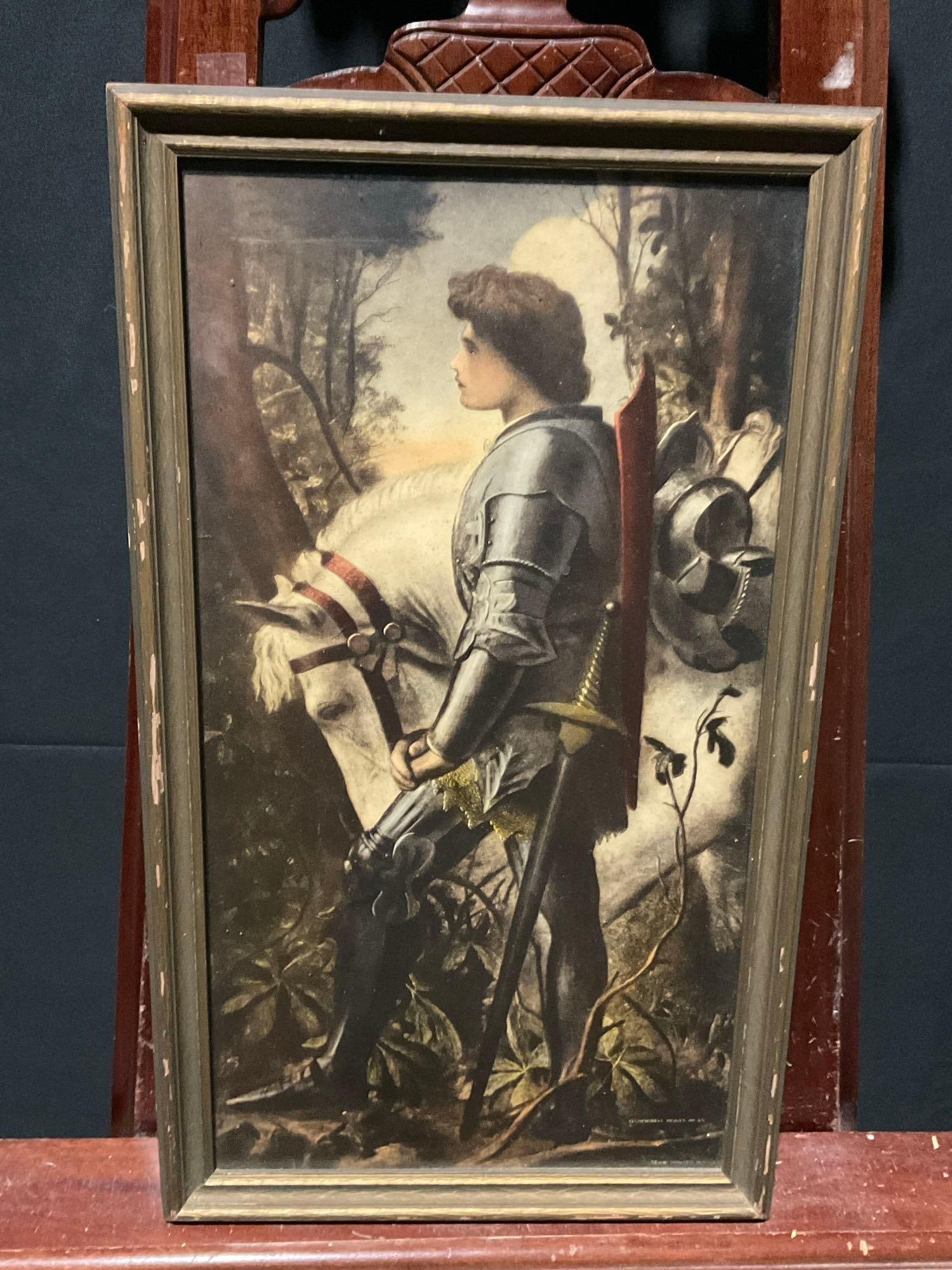 Framed Antique Rare Campbell Print of Sir Galahad George Frederick Watts (1 of 4)