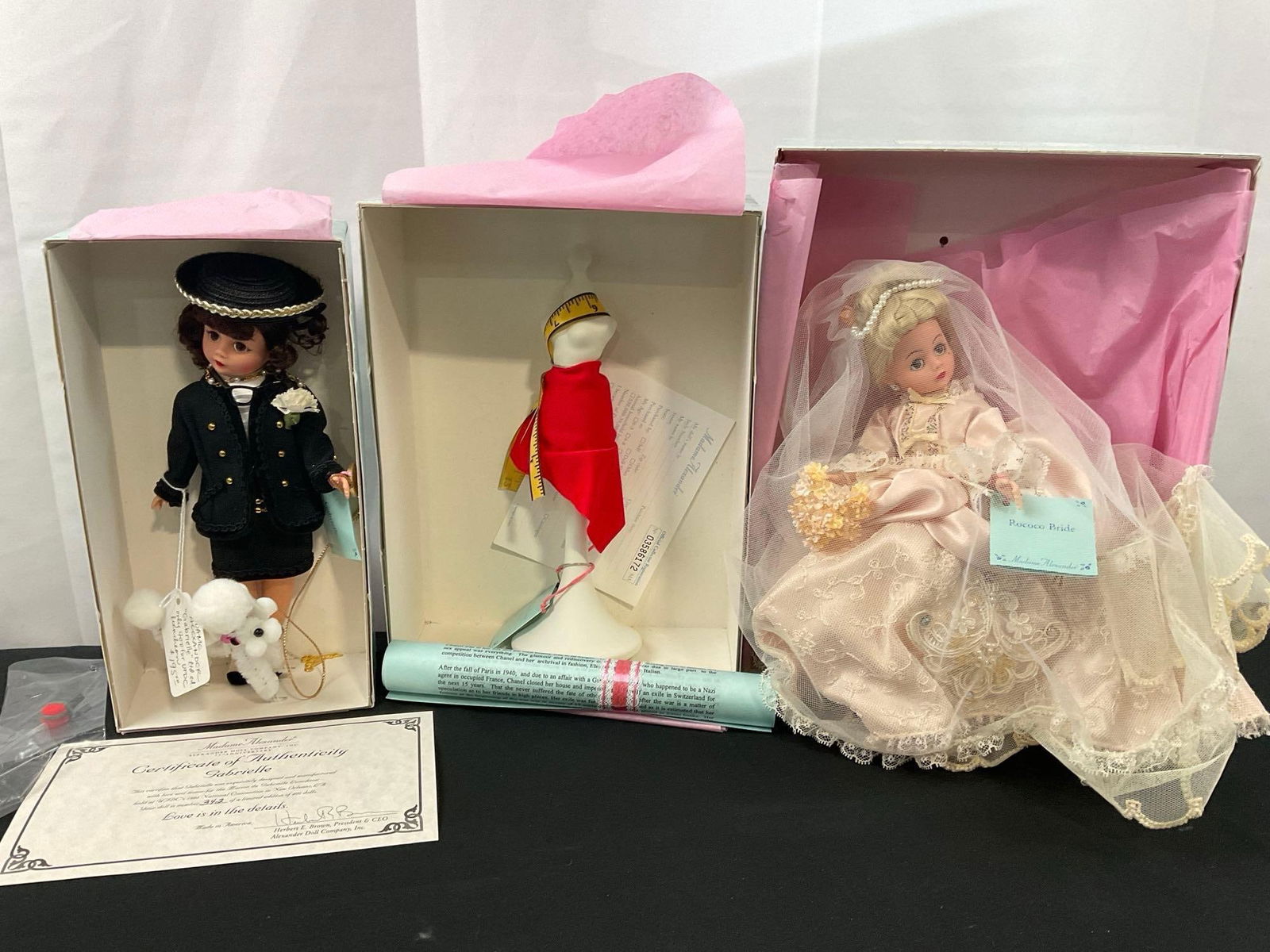 Trio of Madame Alexander Dolls, Gabrielle UFDC 342/400 w/COA, Chanel Mannequin, Rococo Bride (1 of 5)
