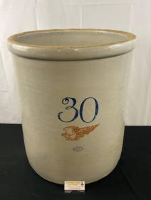 Massive Antique 30 Gallon Red Wing Crock, White Glazed Stoneware (1 of 6)