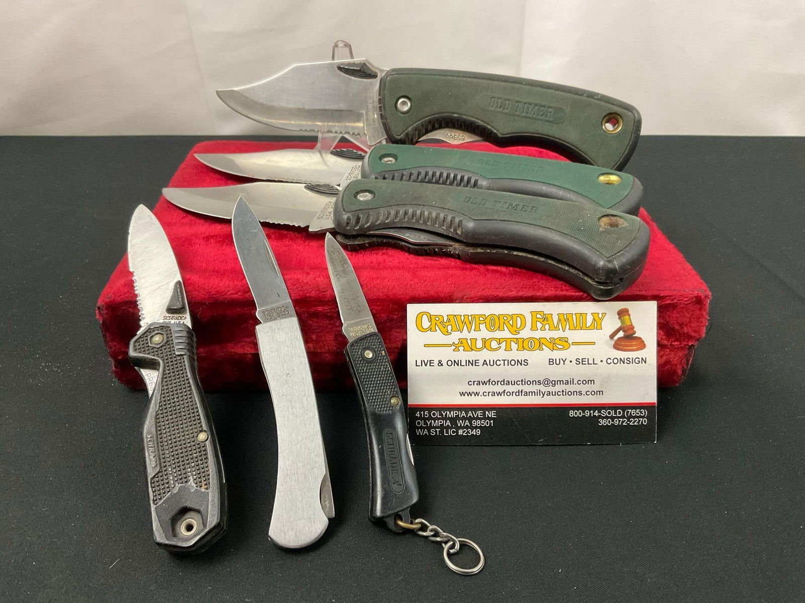 6x Schrade Folding Pocket Knives, Models 3x 47OT, CH3, SS30, SP1, stainless blades, plastic handles (1 of 5)