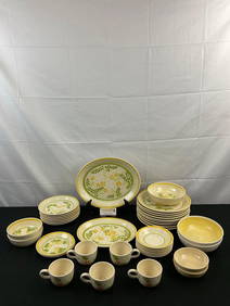 38 pcs Vintage Franciscan Interpace Stoneware Ceramic Dinner Set, Cream w/ Yellow Flowers. See pi... (1 of 6)