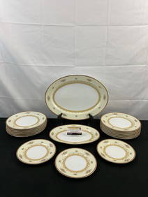 17 pcs Vintage F. B. & Co. Meito China Dinner Set in Nassau Pattern, Cream & White w/ Flowers. See (1 of 5)