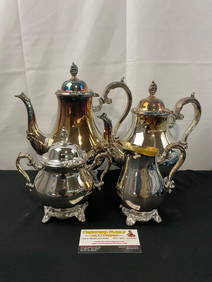 Vintage WM Rogers & Son Silver Plated Tea & Coffee Pots, w/ Creamer & Sugar (1 of 5)