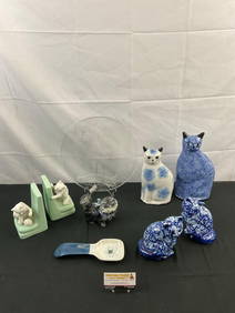 9 pcs Vintage Cat Decorative Assortment. Toyo Ceramic Bookends. Hevener Ceramic Persian 190. See (1 of 10)