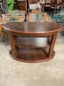 Modern Ashley Furniture Oblong Wooden Side Table w/ 3 Tiers & Unusual Shape. See pics. (1 of 6)