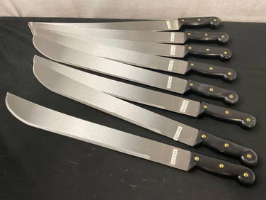 Set of 8 18 inch Steel Machetes, like new w/ plastic handles (1 of 3)