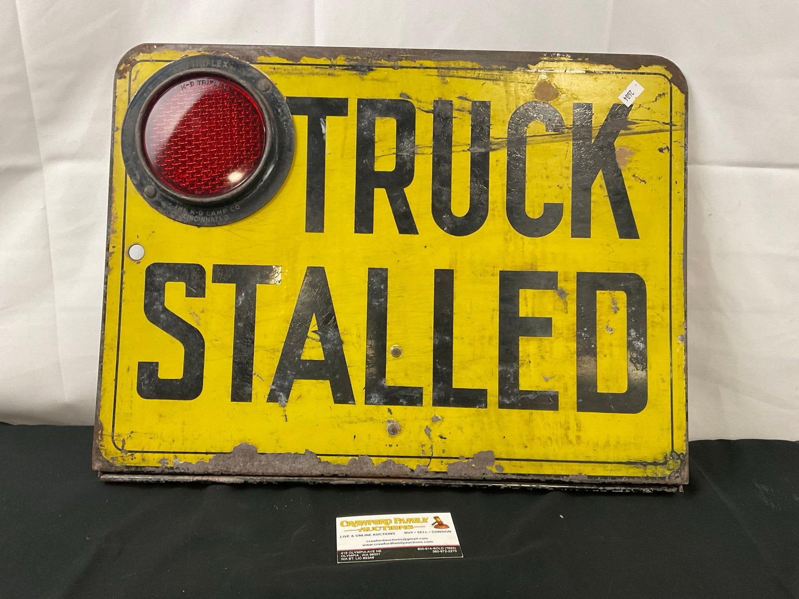 Vintage Truck Stalled Caution Sign, Yellow & Black w/ Red Reflector (1 of 4)