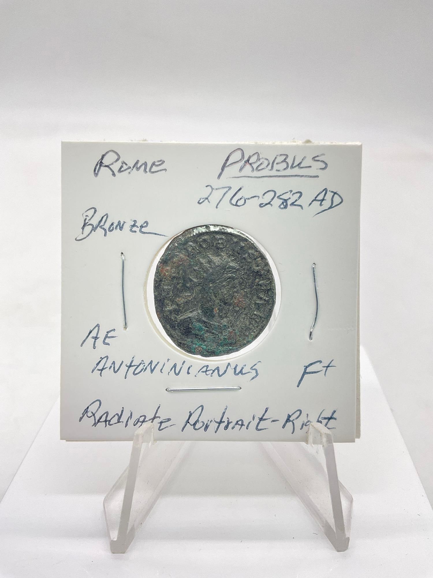 Ancient Roman bronze of Coin Probus 276-282 AD Antoninianus in fgood cond (1 of 2)